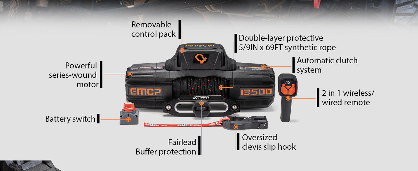 RUGCEL EMCP WINCH with Synthetic Rope