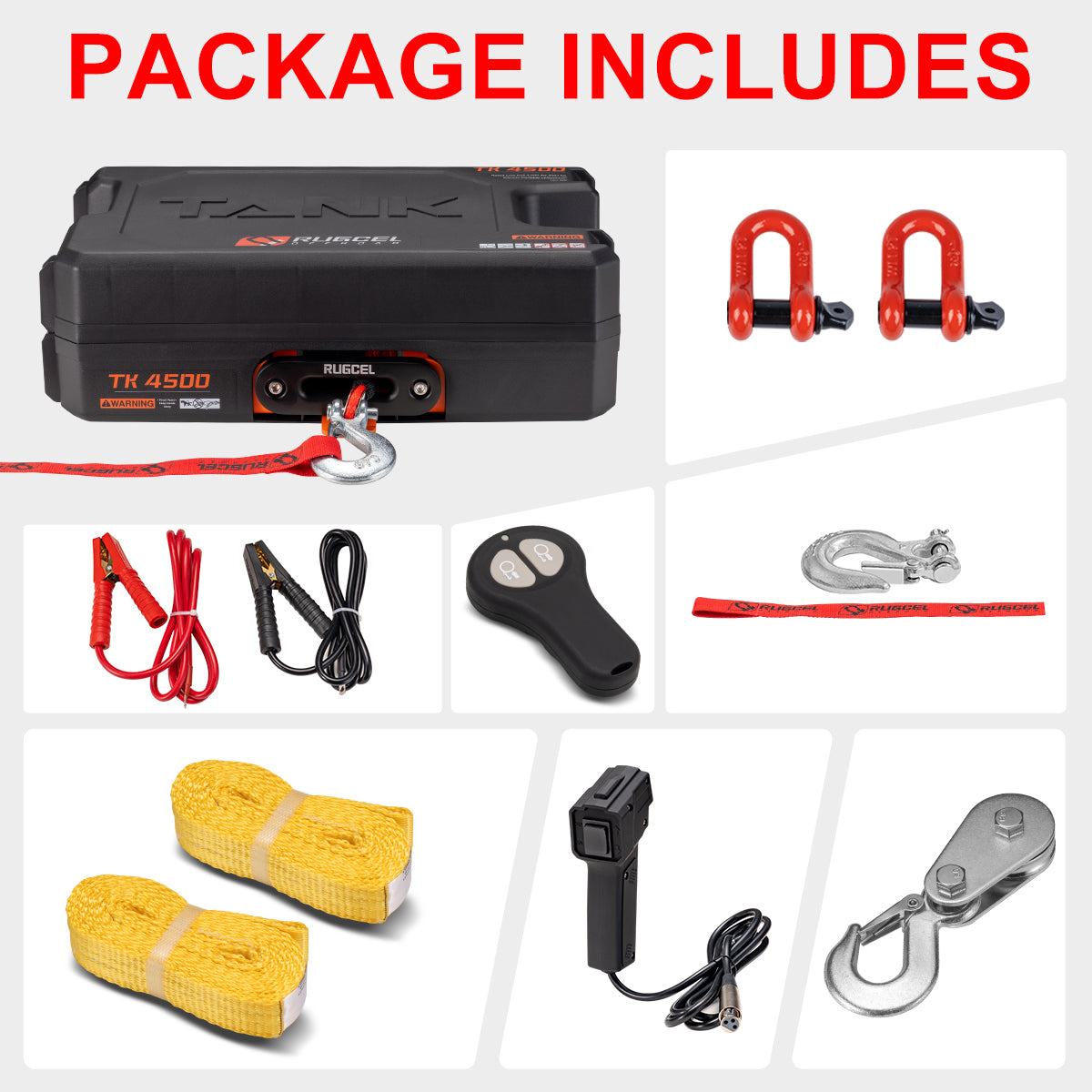 RUGCEL WINCH 12V DC Electric Portable Utility Winch 4500LB