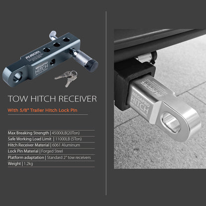 Rugcel Recovery Hitch Receiver 5 Ton with Lock Pin