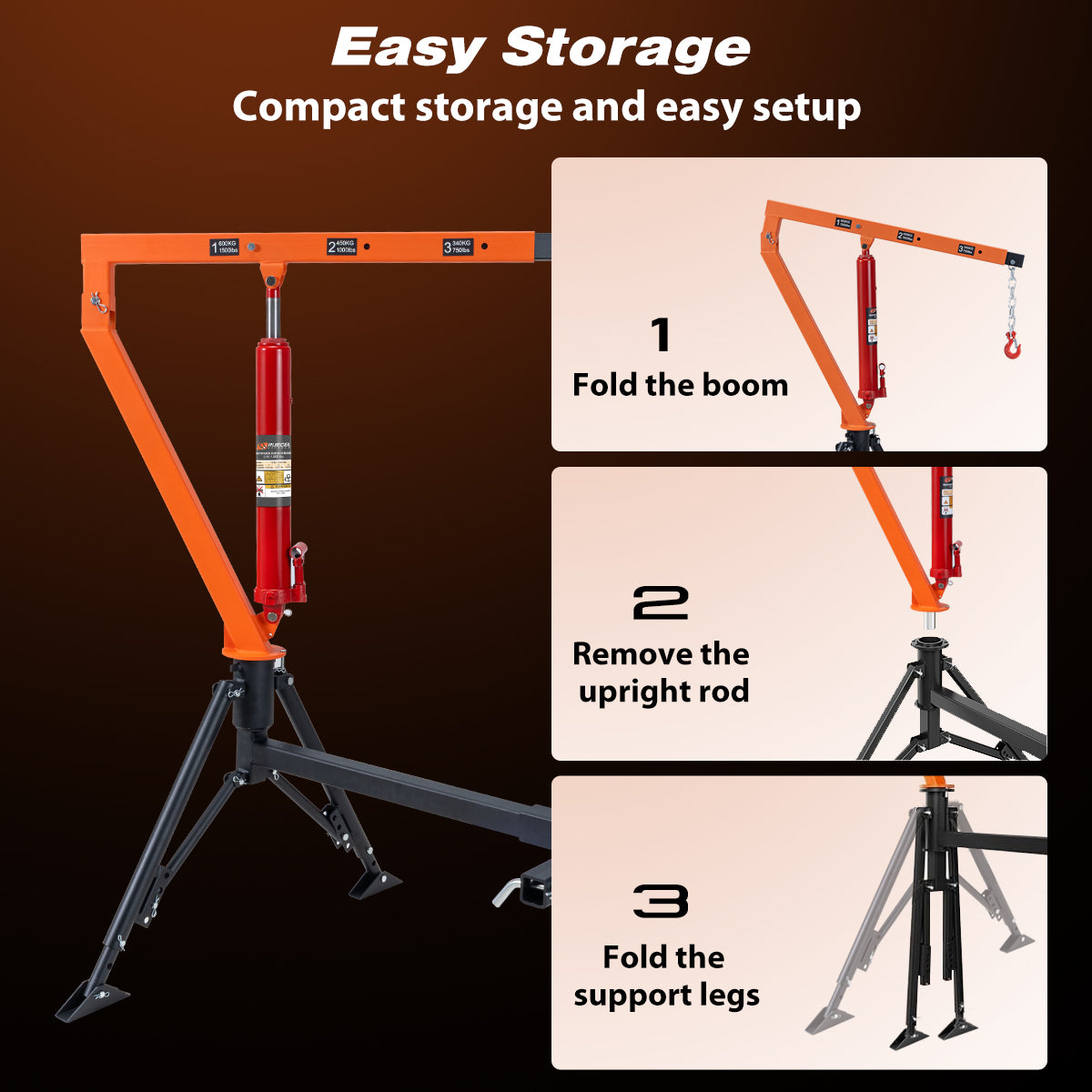 RUGCEL Hydraulic UTE Crane 600kg Hitch Mounted