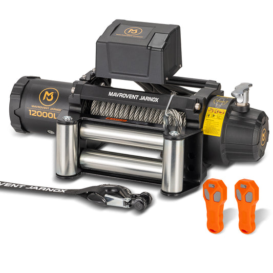 MJ WINCH 12v Electric Winch 12000lb/5443kg Steel Cable
