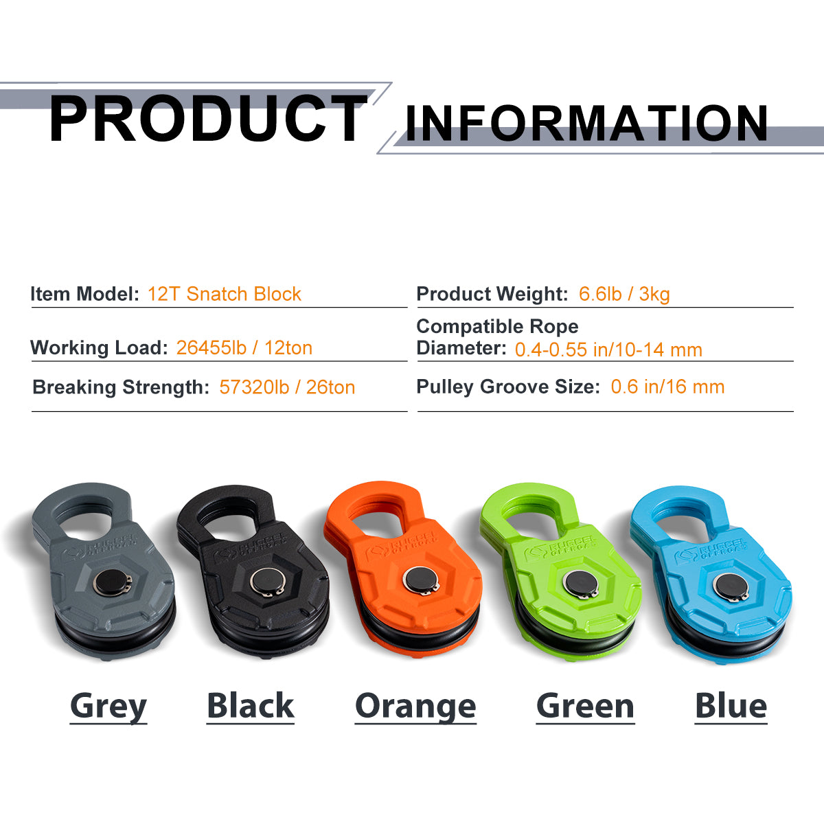RUGCEL 12 Ton Heavy Duty Snatch Block Recovery Winch Pulley