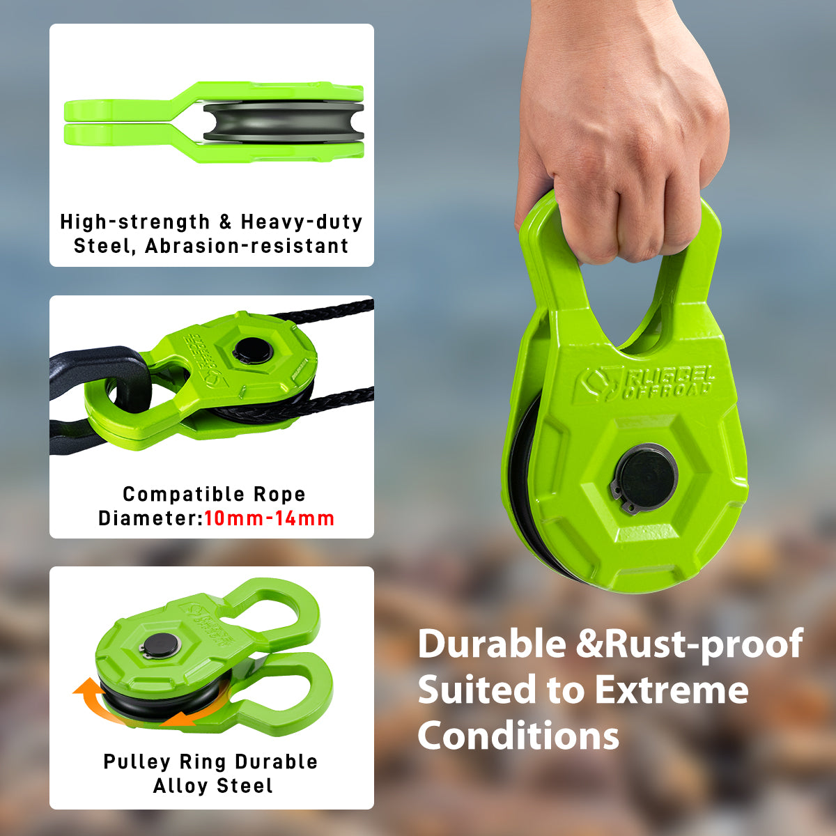 RUGCEL 12 Ton Heavy Duty Snatch Block Recovery Winch Pulley