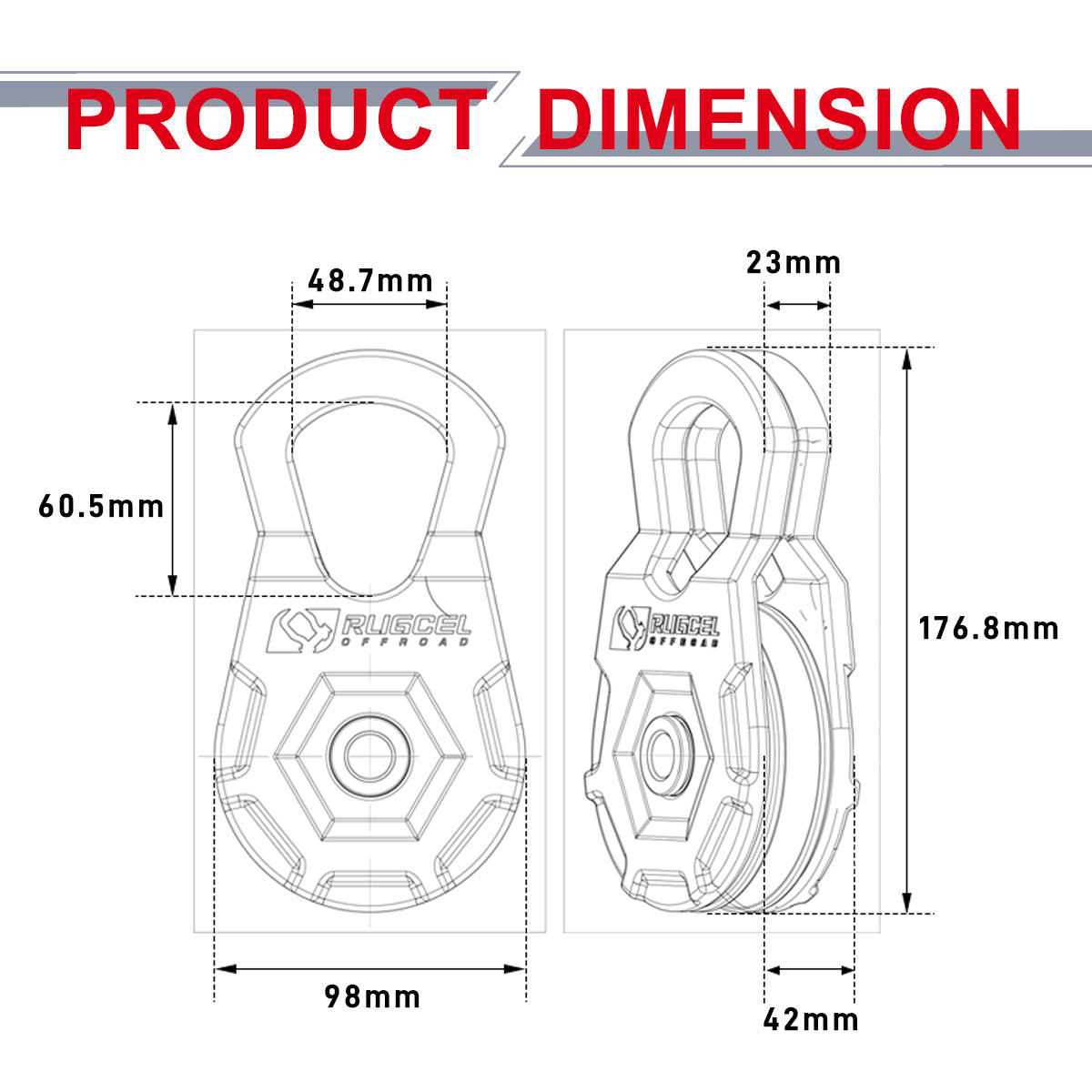 RUGCEL 12 Ton Heavy Duty Snatch Block Recovery Winch Pulley