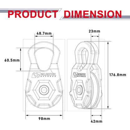 RUGCEL 12 Ton Heavy Duty Snatch Block Recovery Winch Pulley