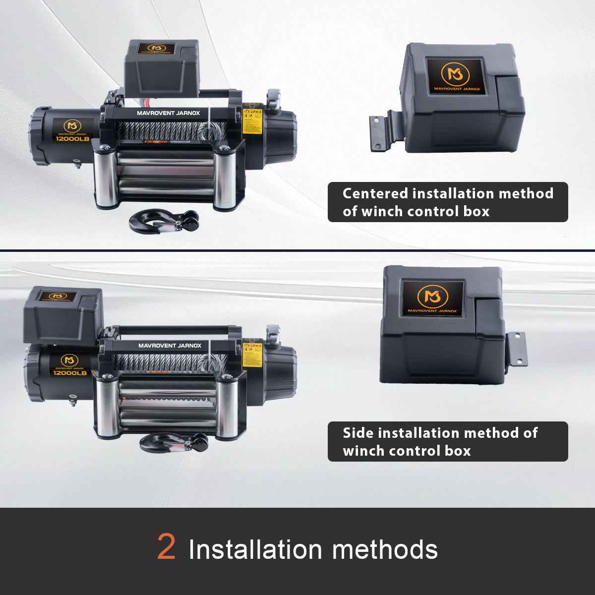 MJ WINCH 12v Electric Winch 12000lb/5443kg Steel Cable