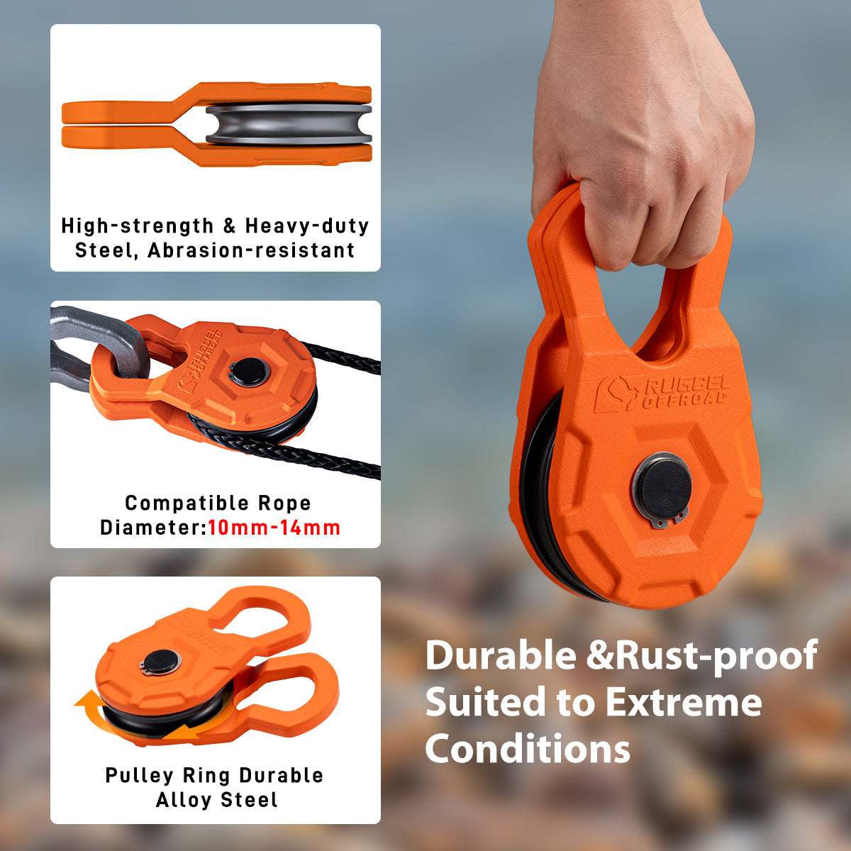 RUGCEL 12 Ton Heavy Duty Snatch Block Recovery Winch Pulley